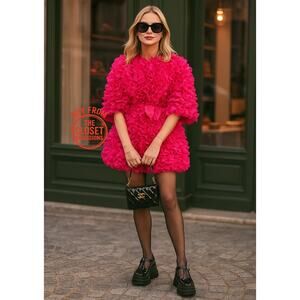 ZARA Blogger Fave Textured Coat with Self-Belt NWT 💗